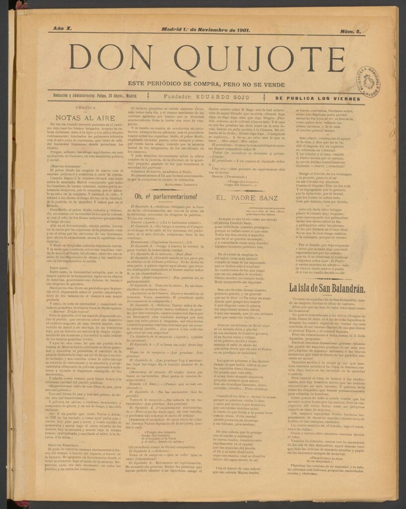 Miniatura de Don Quijote (Madrid) del 1 de noviembre de 1901