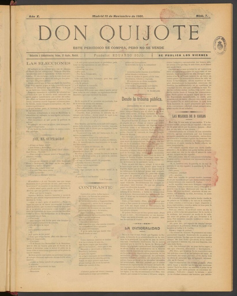 Miniatura de Don Quijote (Madrid) del 15 de noviembre de 1901