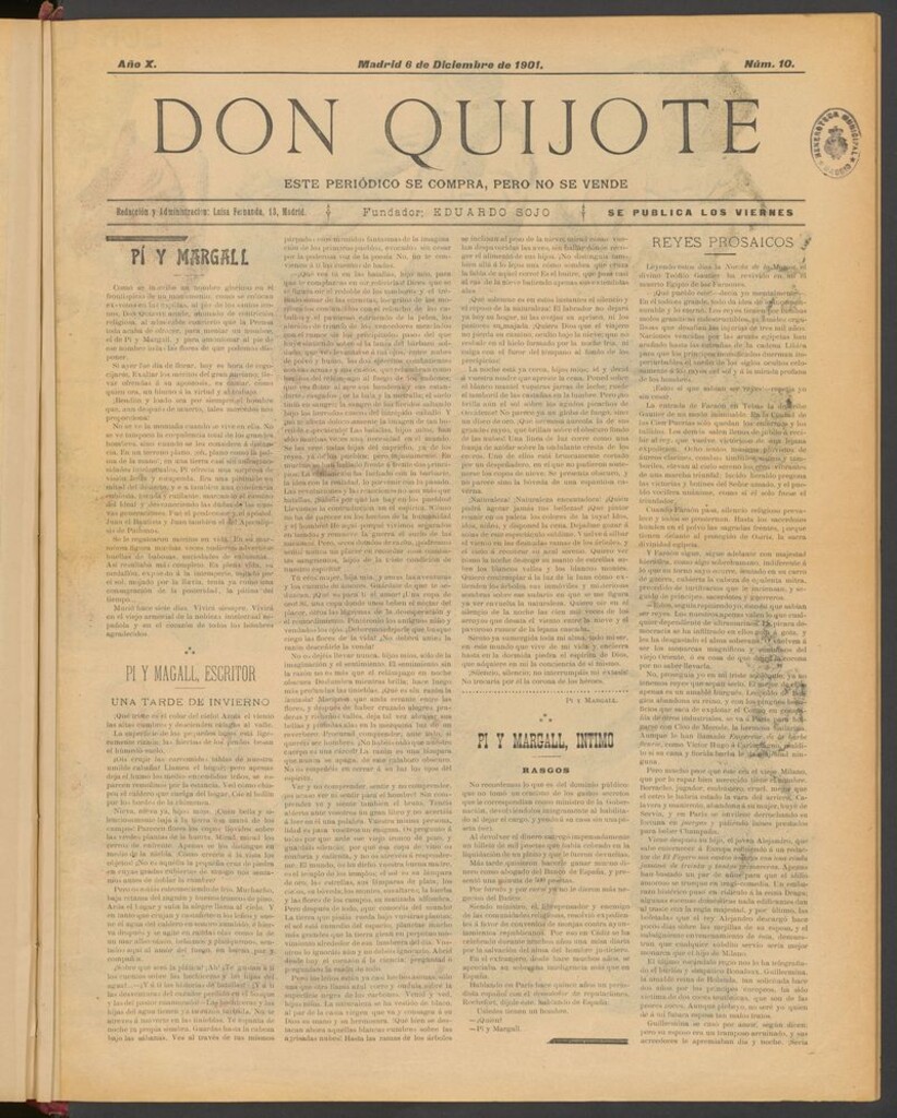 Miniatura de Don Quijote (Madrid) del 6 de diciembre de 1901
