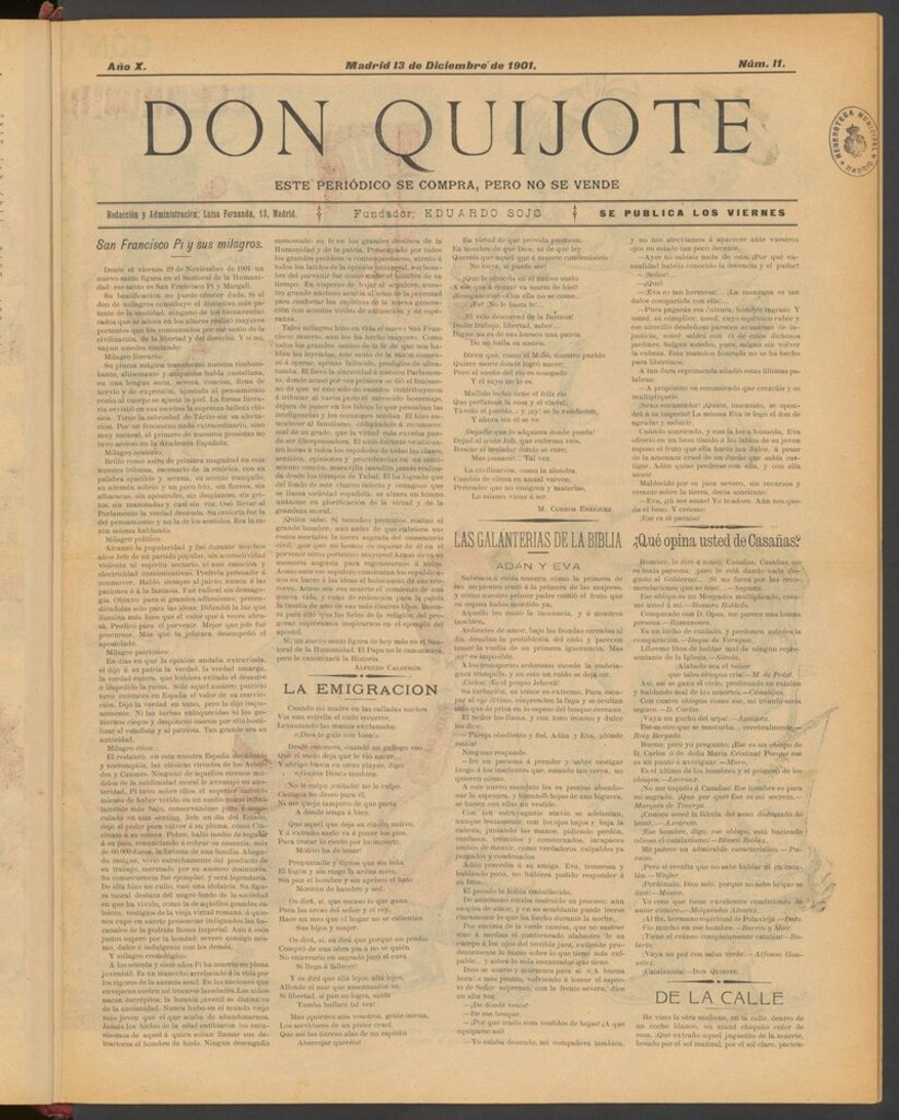 Miniatura de Don Quijote (Madrid) del 13 de diciembre de 1901