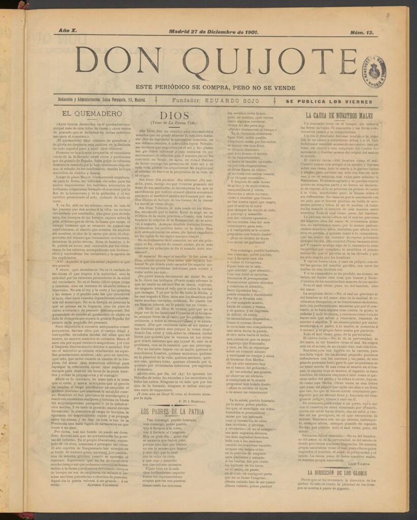 Miniatura de Don Quijote (Madrid) del 27 de diciembre de 1901