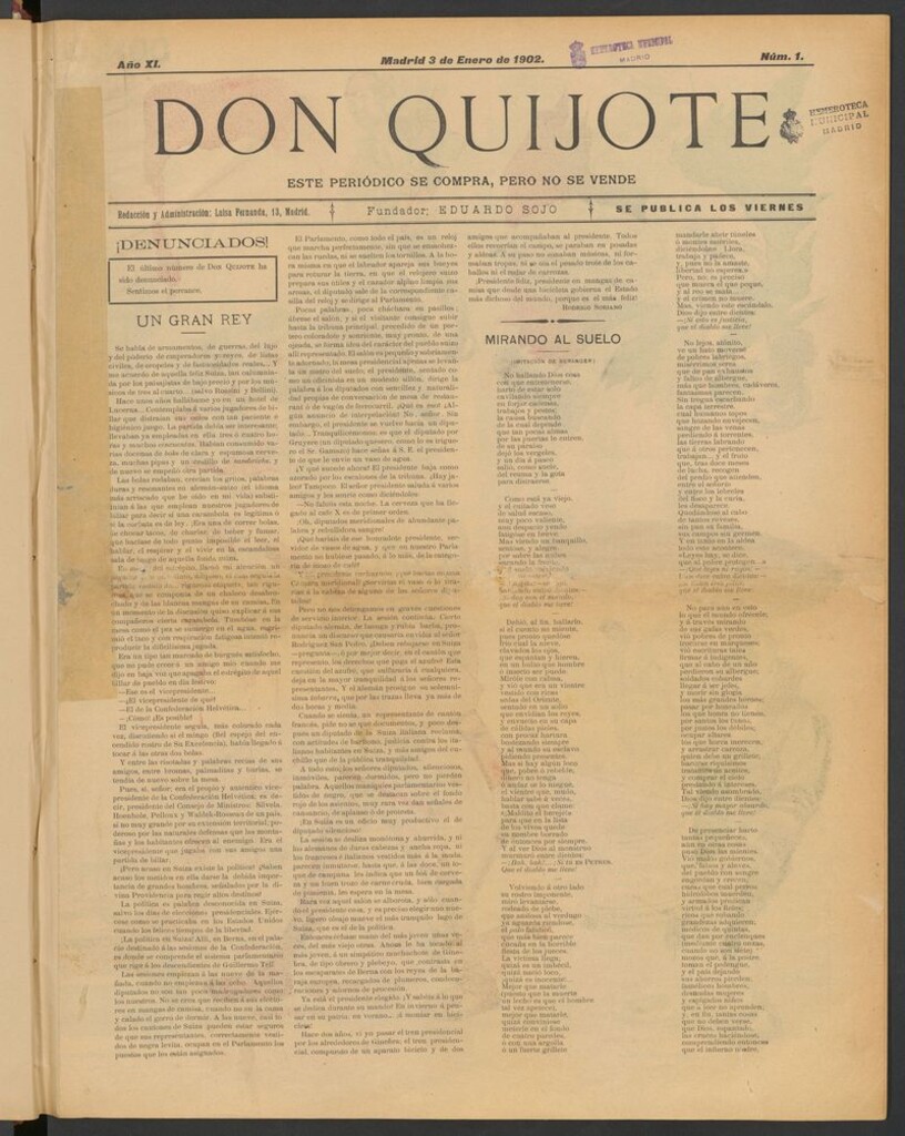 Miniatura de Don Quijote (Madrid) del 3 de enero de 1902