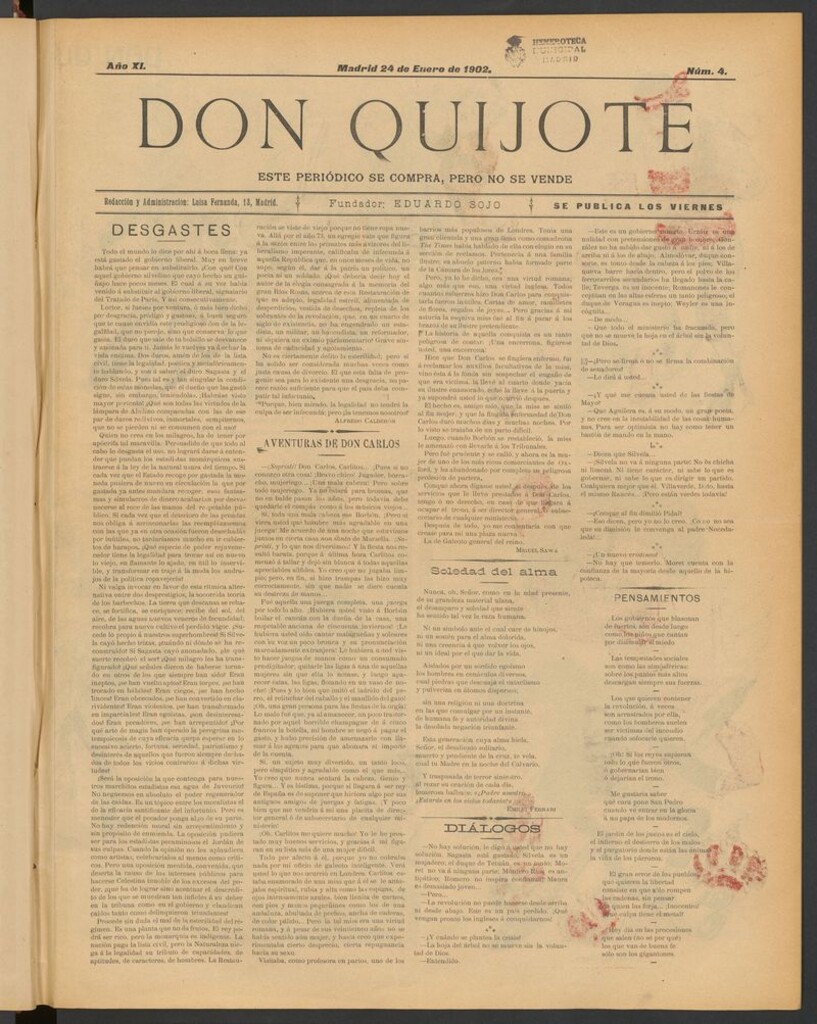 Miniatura de Don Quijote (Madrid) del 24 de enero de 1902