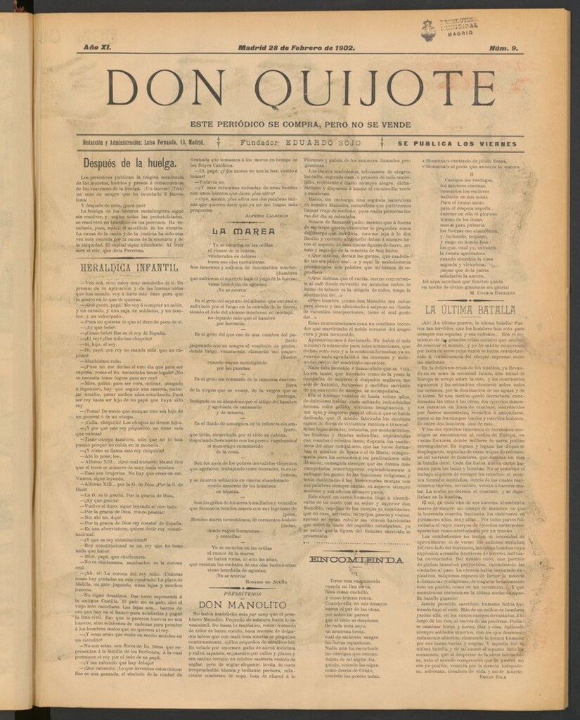 Miniatura de Don Quijote (Madrid) del 28 de febrero de 1902