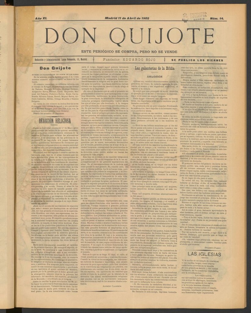 Miniatura de Don Quijote (Madrid) del 11 de abril de 1902