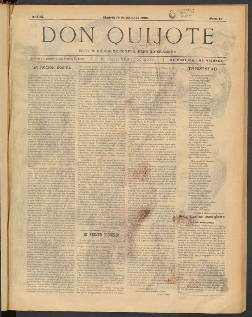 Miniatura de Don Quijote (Madrid) del 18 de abril de 1902