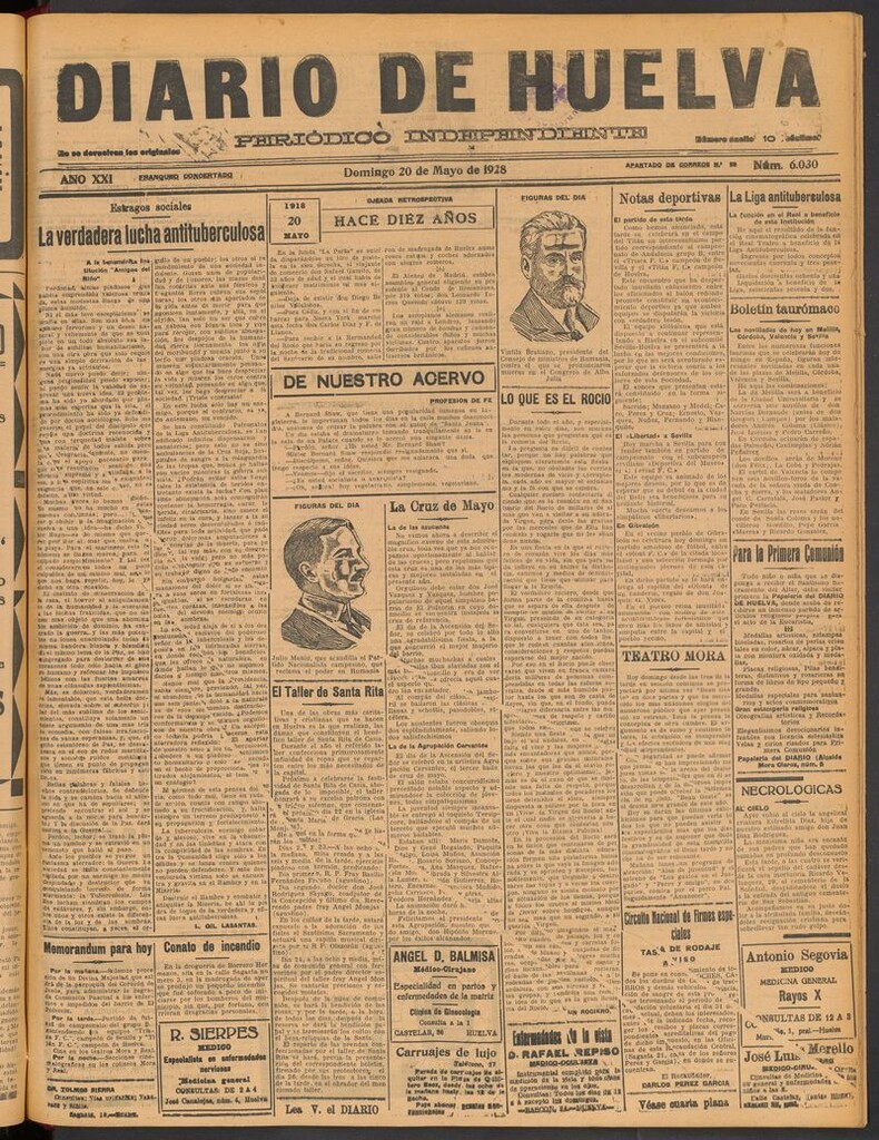 Miniatura de Diario de Huelva : periódico independiente del 20 de mayo de 1928
