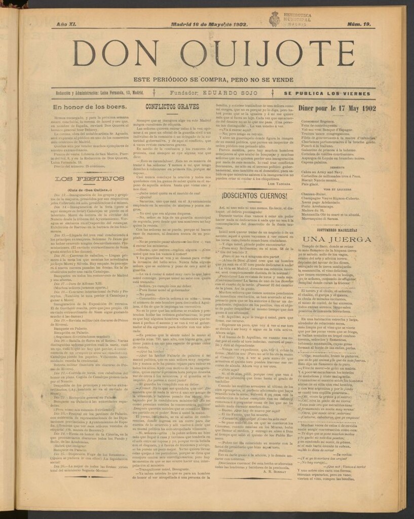 Miniatura de Don Quijote (Madrid) del 16 de mayo de 1902