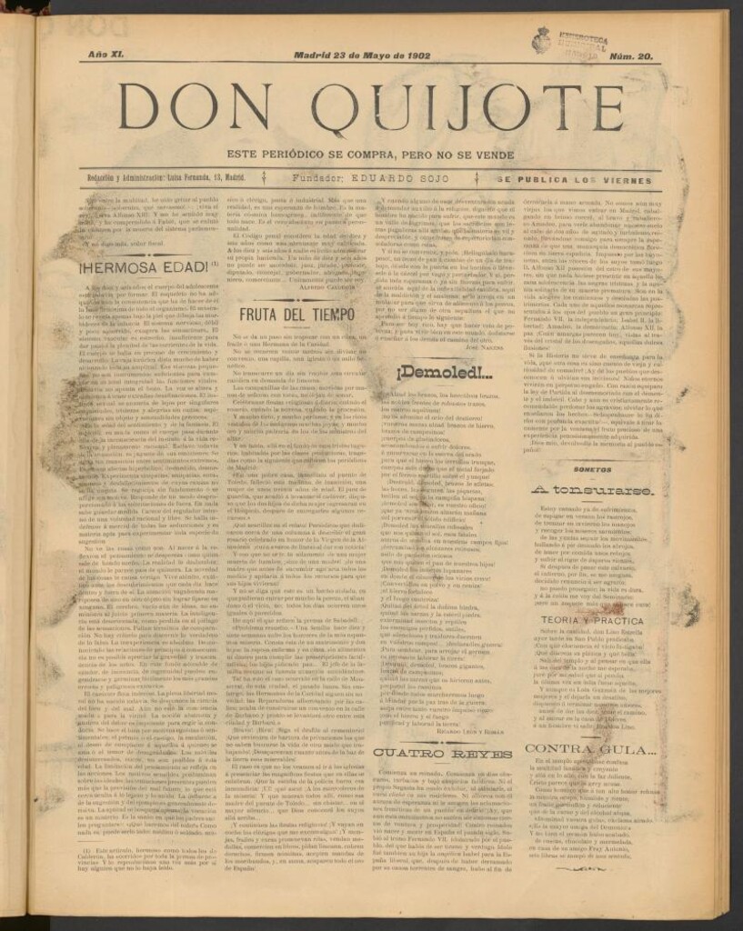Miniatura de Don Quijote (Madrid) del 23 de mayo de 1902