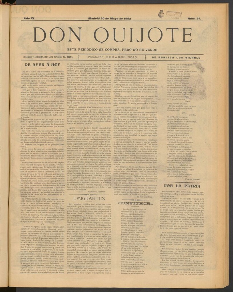 Miniatura de Don Quijote (Madrid) del 30 de mayo de 1902