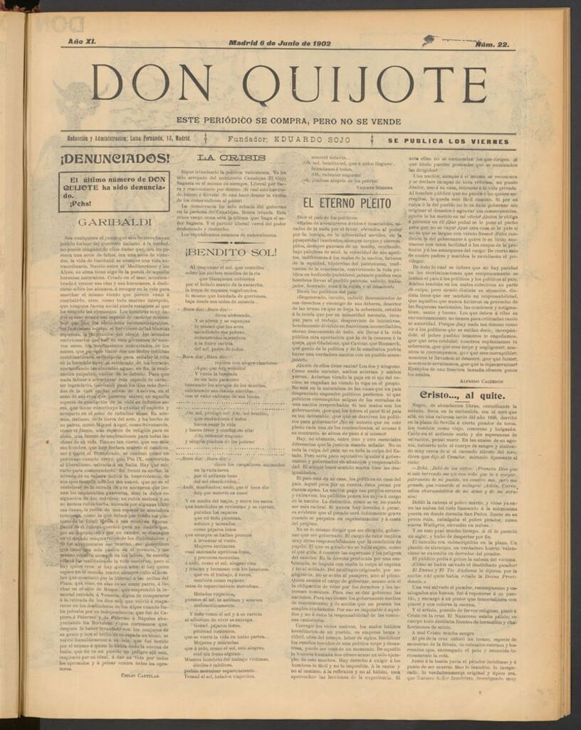 Miniatura de Don Quijote (Madrid) del 6 de junio de 1902