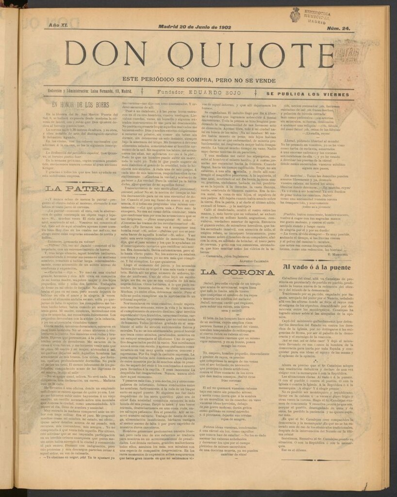 Miniatura de Don Quijote (Madrid) del 20 de junio de 1902