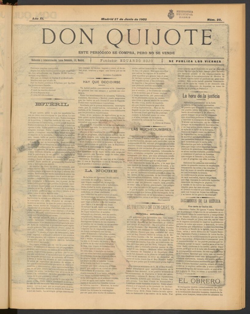 Miniatura de Don Quijote (Madrid) del 27 de junio de 1902