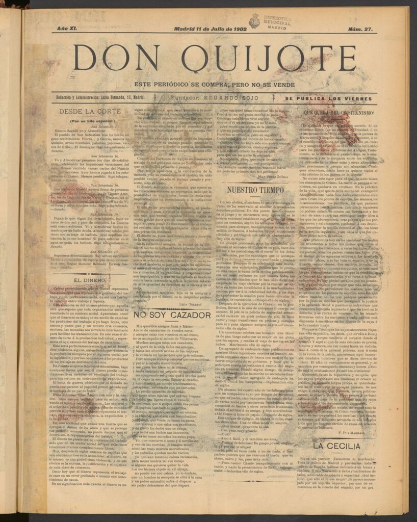 Miniatura de Don Quijote (Madrid) del 11 de julio de 1902