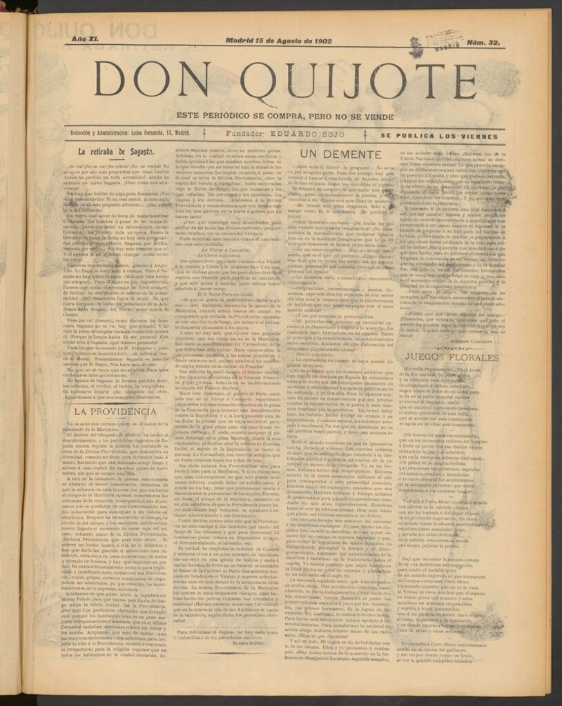 Miniatura de Don Quijote (Madrid) del 15 de agosto de 1902