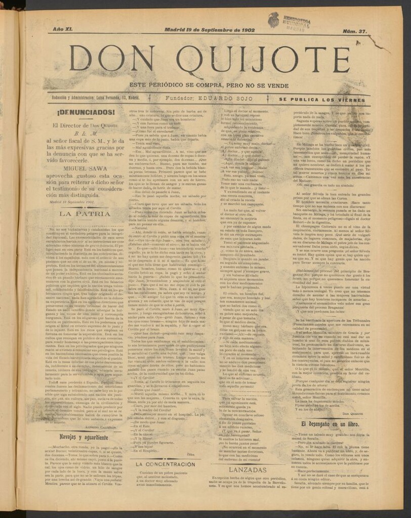 Miniatura de Don Quijote (Madrid) del 19 de septiembre de 1902