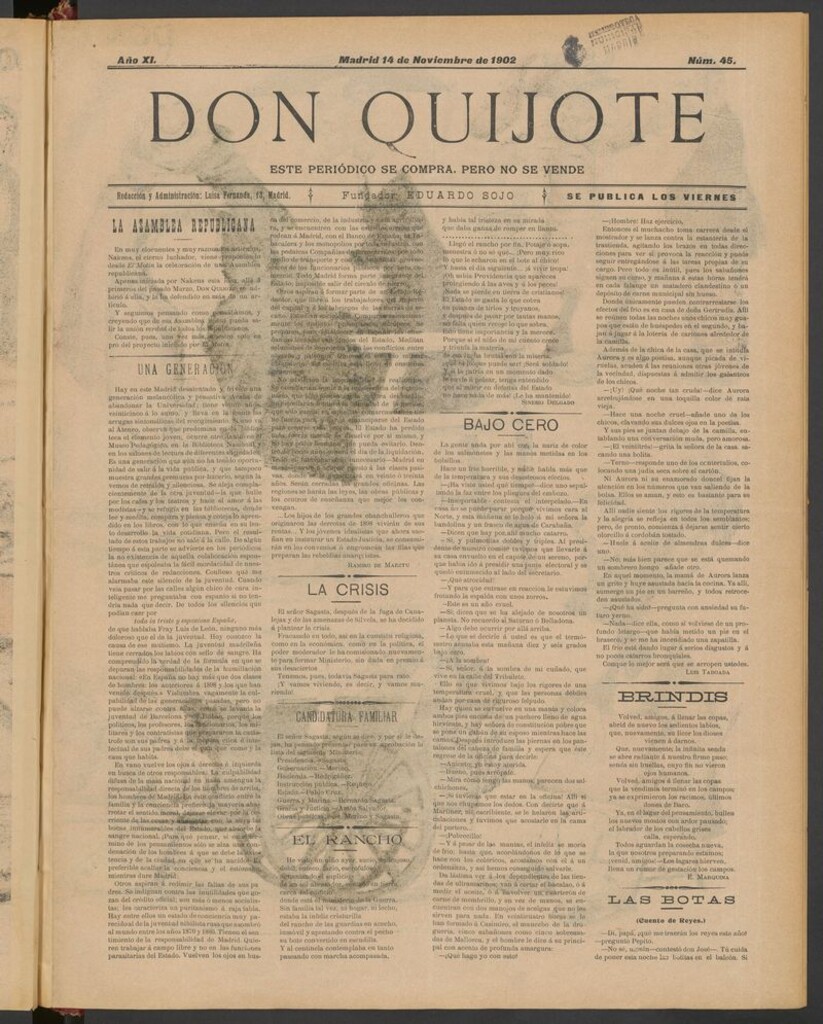Miniatura de Don Quijote (Madrid) del 14 de noviembre de 1902