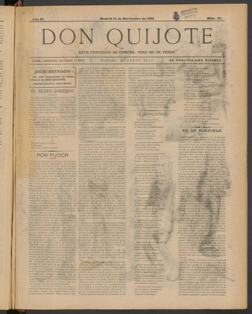 Miniatura de Don Quijote (Madrid) del 21 de noviembre de 1902