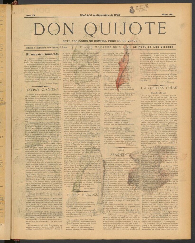 Miniatura de Don Quijote (Madrid) del 5 de diciembre de 1902