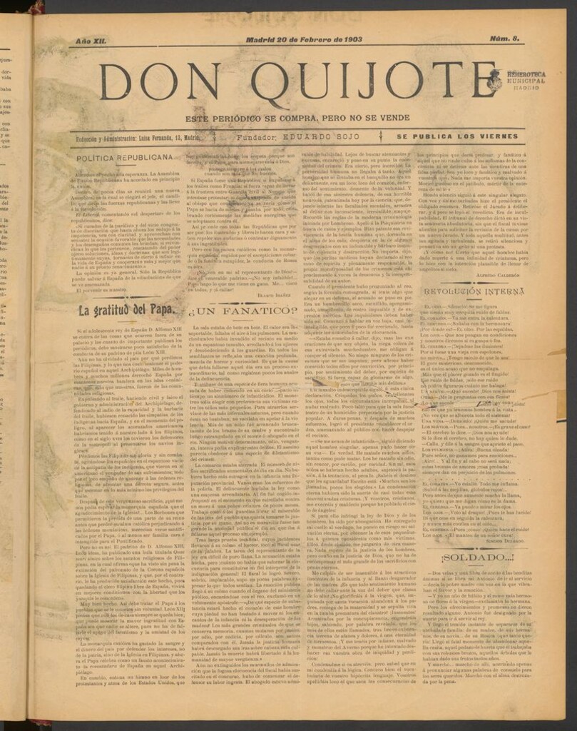 Miniatura de Don Quijote (Madrid) del 20 de febrero de 1903