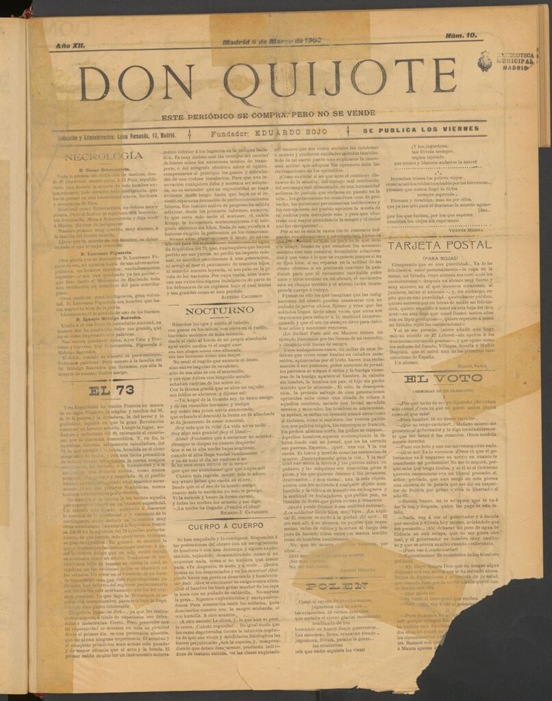 Miniatura de Don Quijote (Madrid) del 6 de marzo de 1903