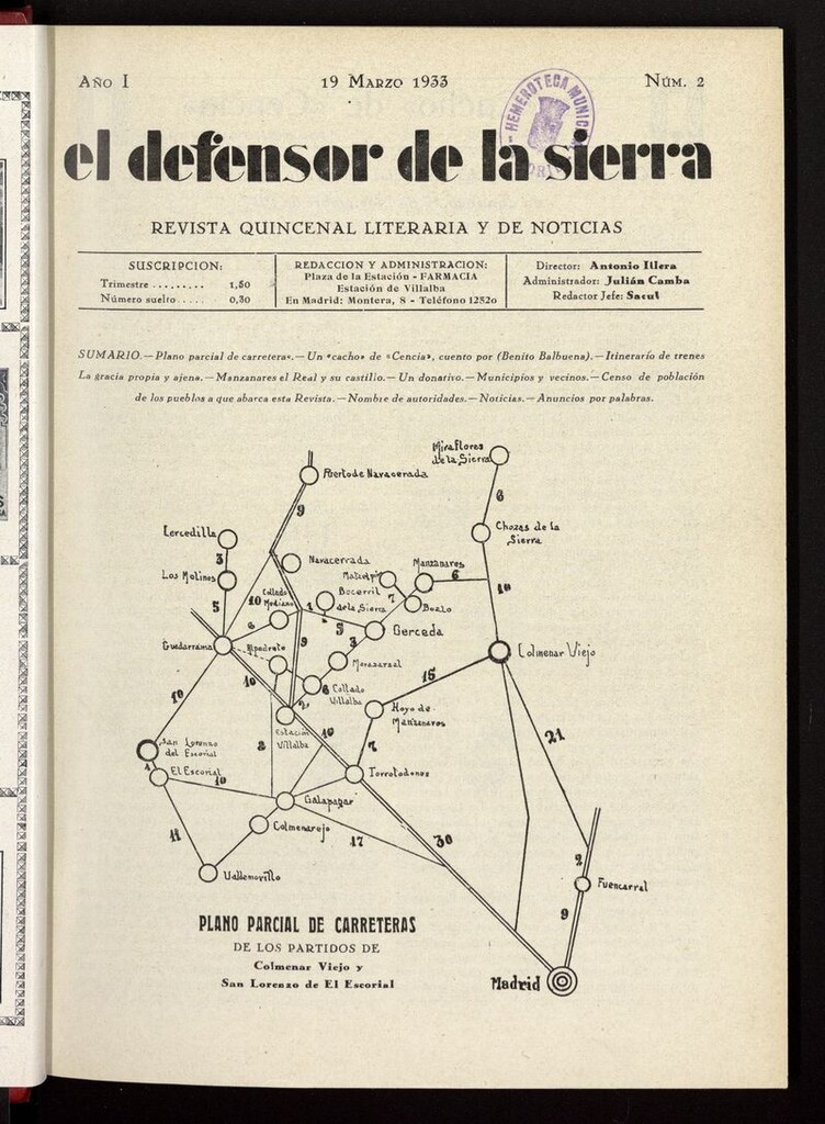 Miniatura de El defensor de la sierra: revista quincenal literaria y de noticias del 19 de marzo de 1933