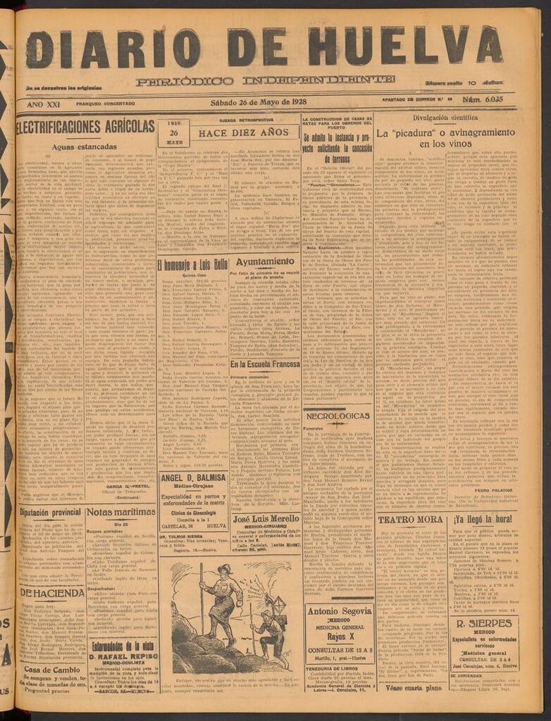 Miniatura de Diario de Huelva : periódico independiente del 26 de mayo de 1928