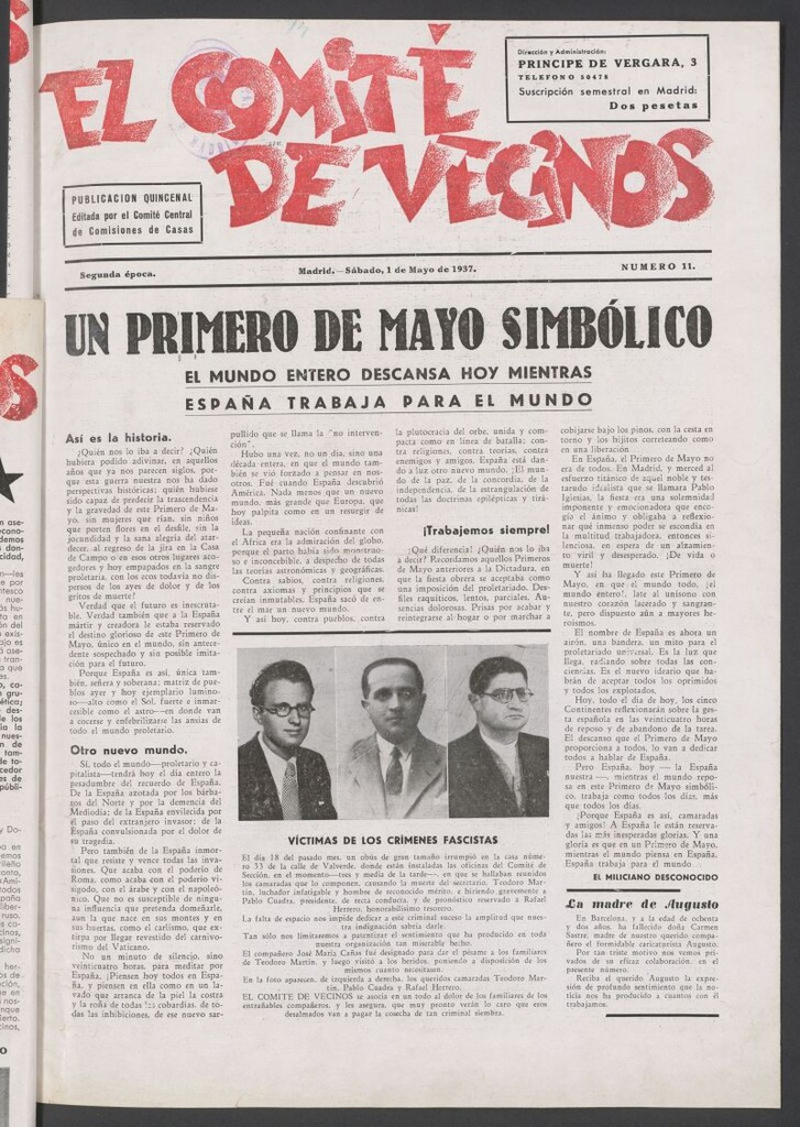 Miniatura de El Comité de Vecinos del 1 de mayo de 1937