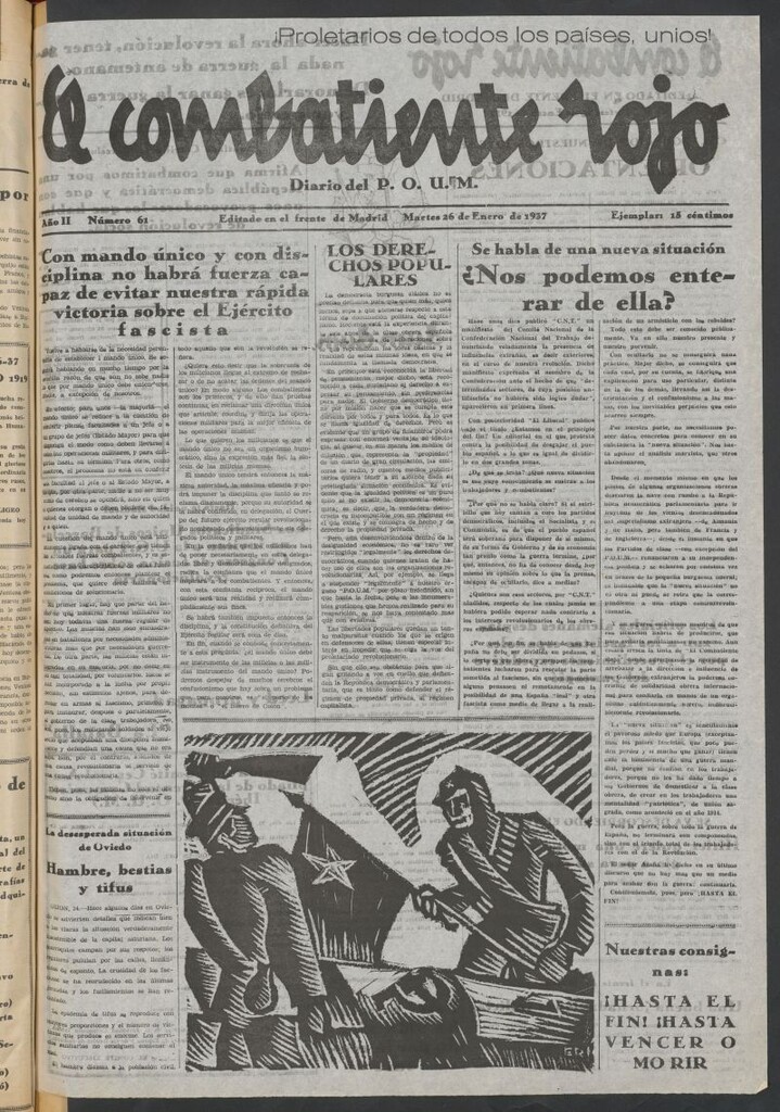 Miniatura de El Combatiente Rojo : diario del POUM del 26 de enero de 1937