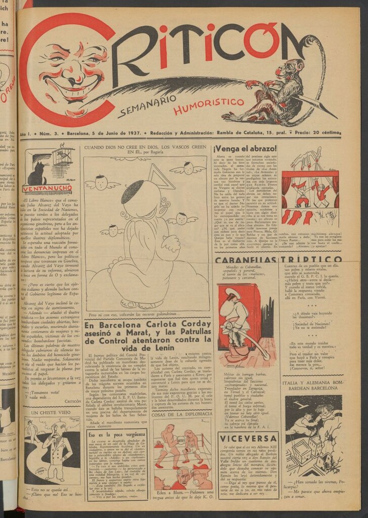 Miniatura de El Criticón : semanario humorístico del 5 de junio de 1937