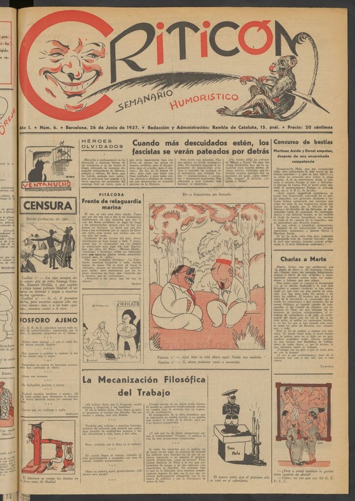 Miniatura de El Criticón : semanario humorístico del 26 de junio de 1937