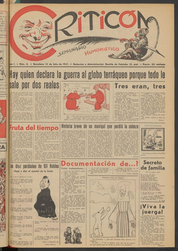 Miniatura de El Criticón : semanario humorístico del 10 de julio de 1937