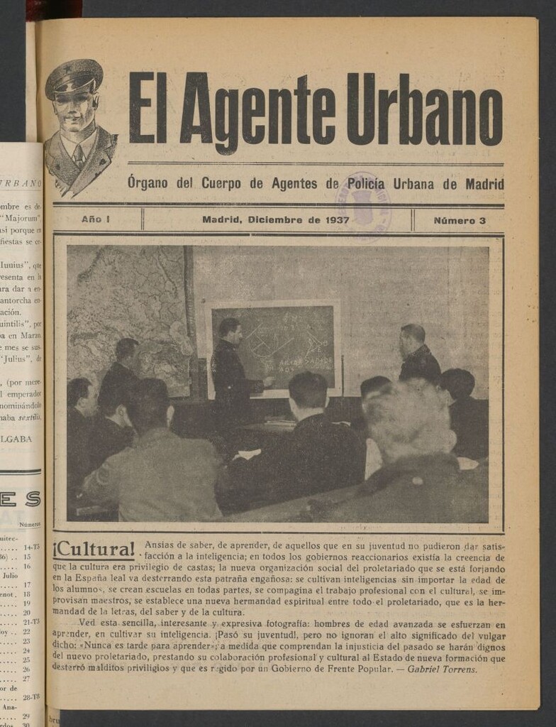 Miniatura de El agente urbano : Organo del Cuerpo de Agentes de Policia de Madrid de diciembre de 1937