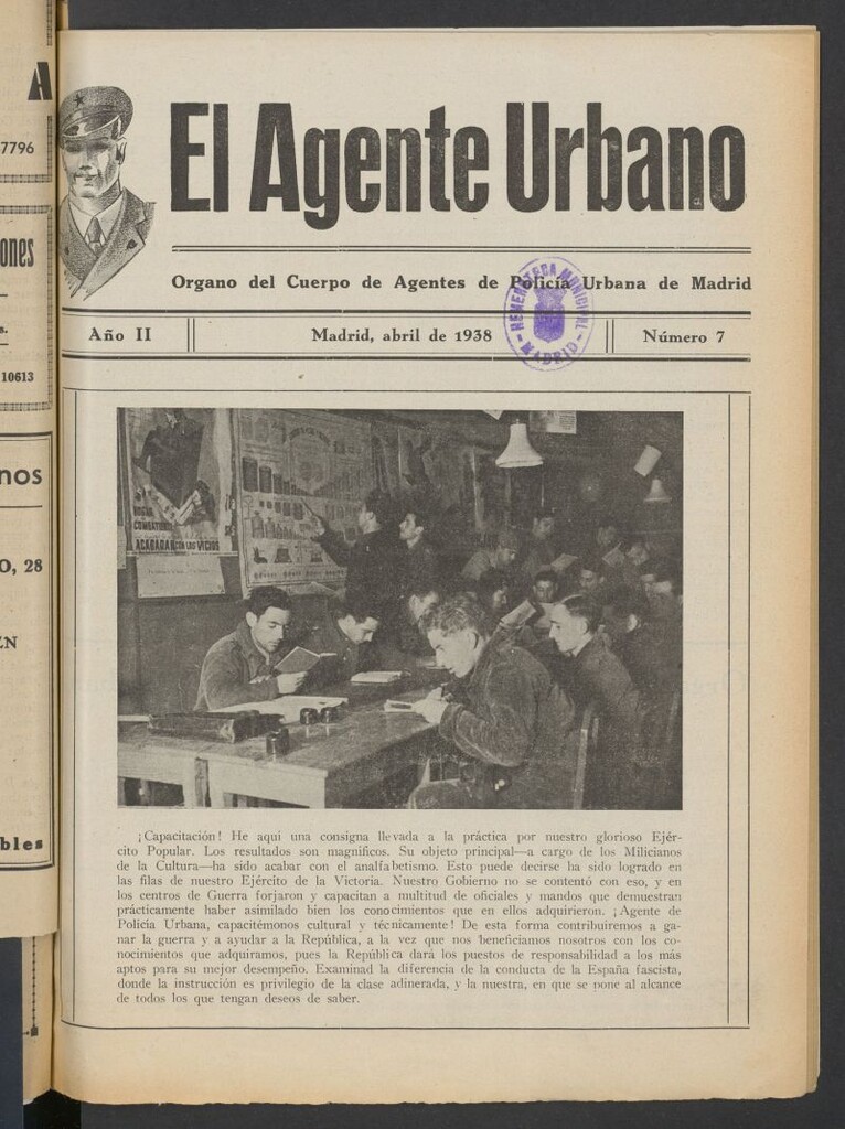 Miniatura de El agente urbano : Organo del Cuerpo de Agentes de Policia de Madrid de abril de 1938