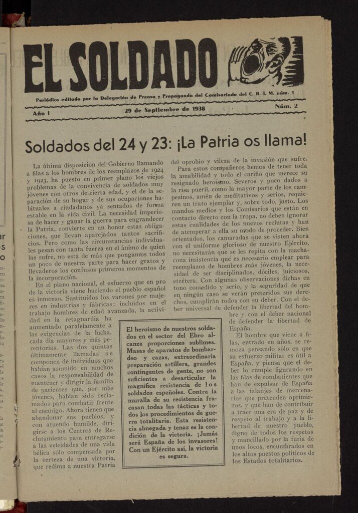 Miniatura de El Soldado del 29 de septiembre de 1938