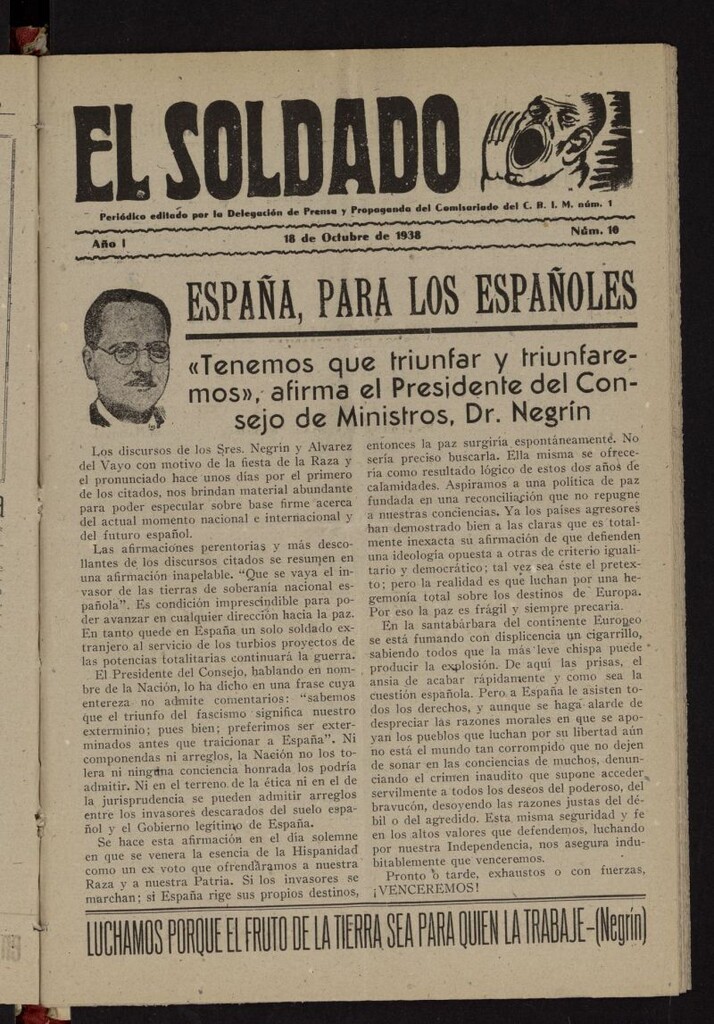 Miniatura de El Soldado del 18 de octubre de 1938
