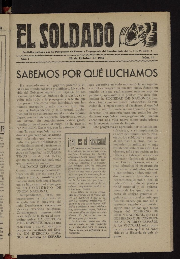 Miniatura de El Soldado del 20 de octubre de 1938