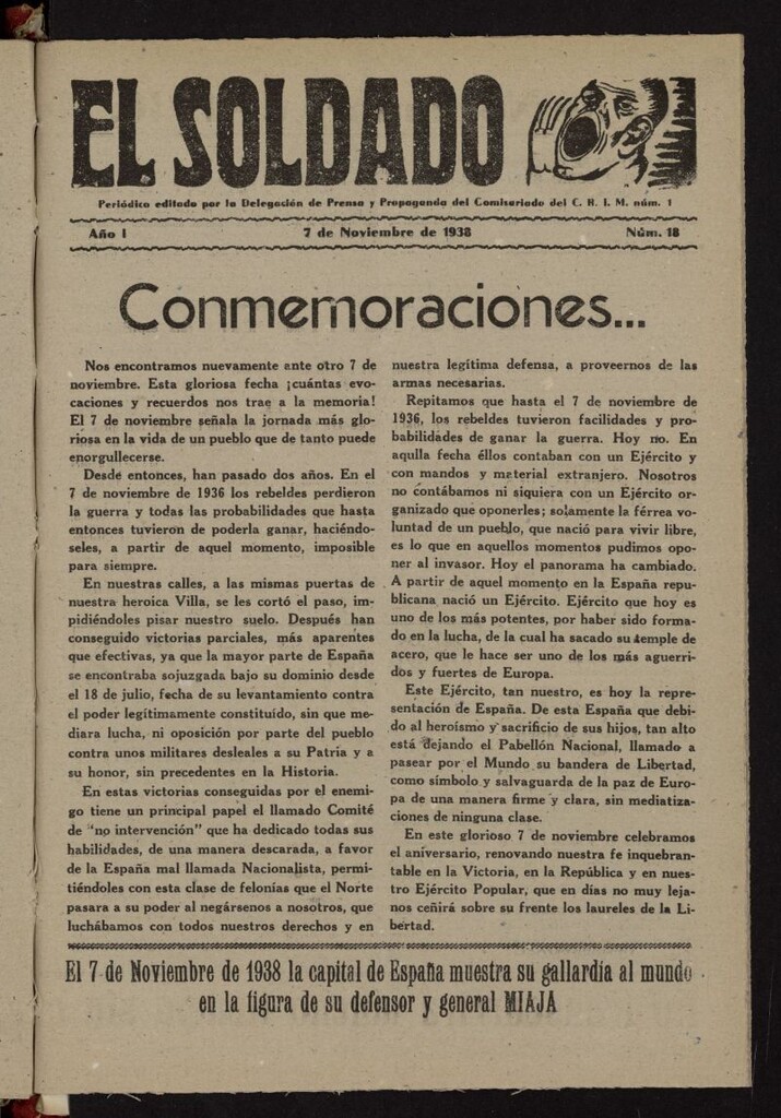 Miniatura de El Soldado del 7 de noviembre de 1938