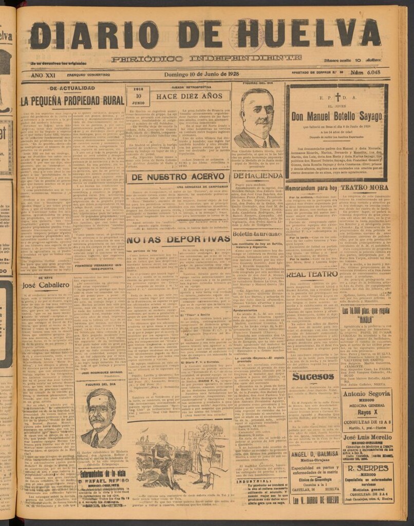 Miniatura de Diario de Huelva : periódico independiente del 10 de junio de 1928
