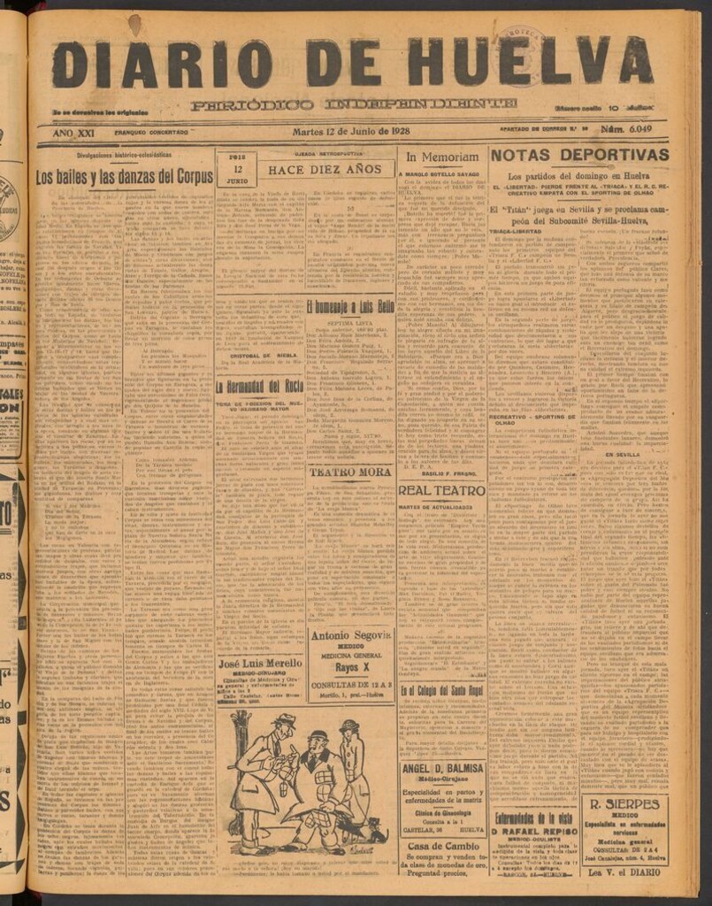 Miniatura de Diario de Huelva : periódico independiente del 12 de junio de 1928