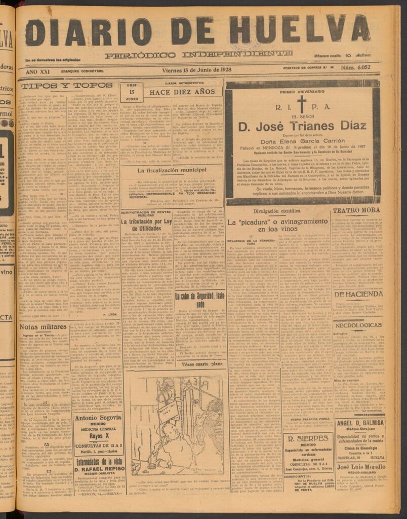 Miniatura de Diario de Huelva : periódico independiente del 15 de junio de 1928