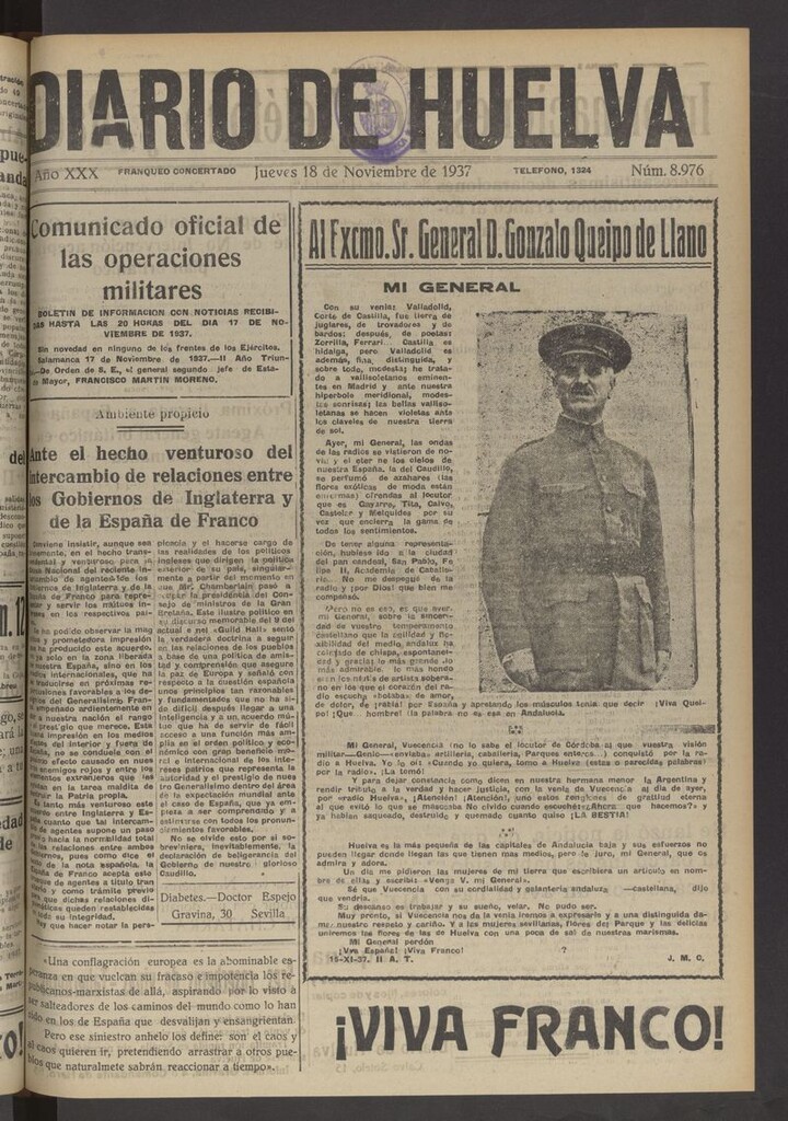 Miniatura de Diario de Huelva : periódico independiente del 18 de noviembre de 1937
