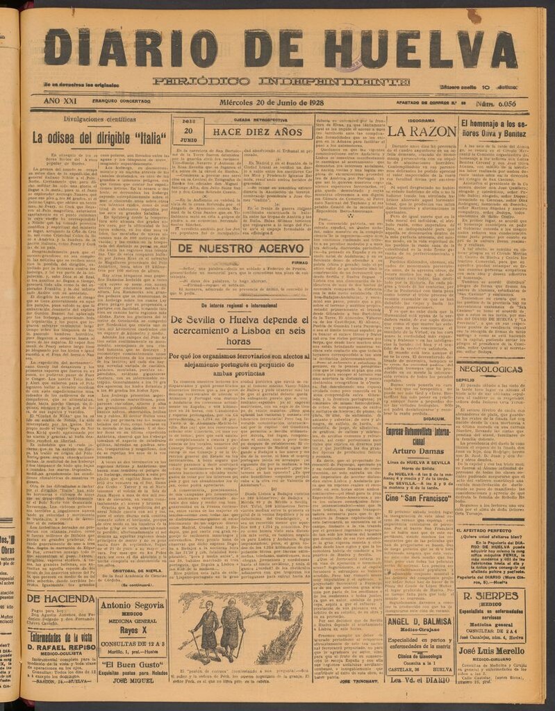 Miniatura de Diario de Huelva : periódico independiente del 20 de junio de 1928