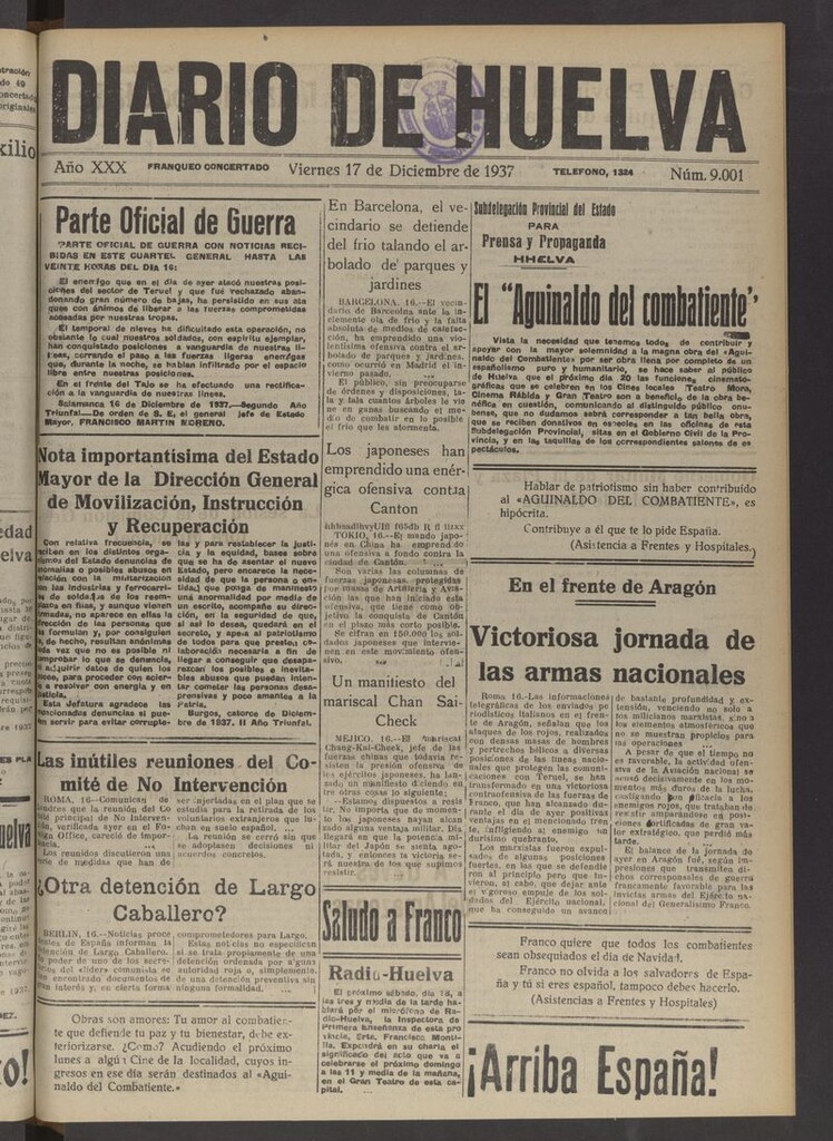 Miniatura de Diario de Huelva : periódico independiente del 17 de diciembre de 1937