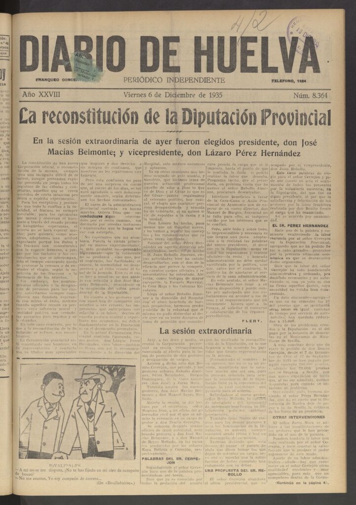 Miniatura de Diario de Huelva : periódico independiente del 6 de diciembre de 1935