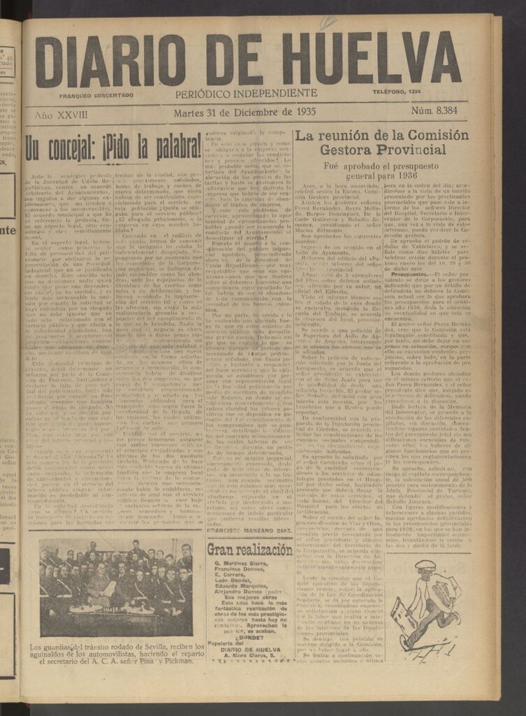 Miniatura de Diario de Huelva : periódico independiente del 31 de diciembre de 1935