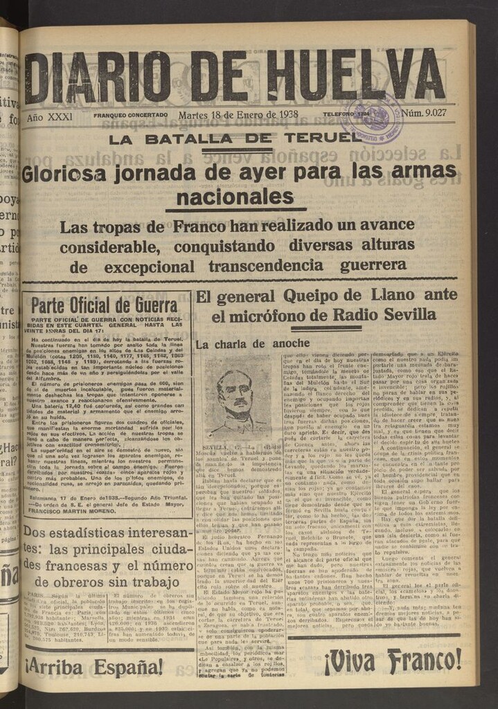 Miniatura de Diario de Huelva : periódico independiente del 18 de enero de 1938