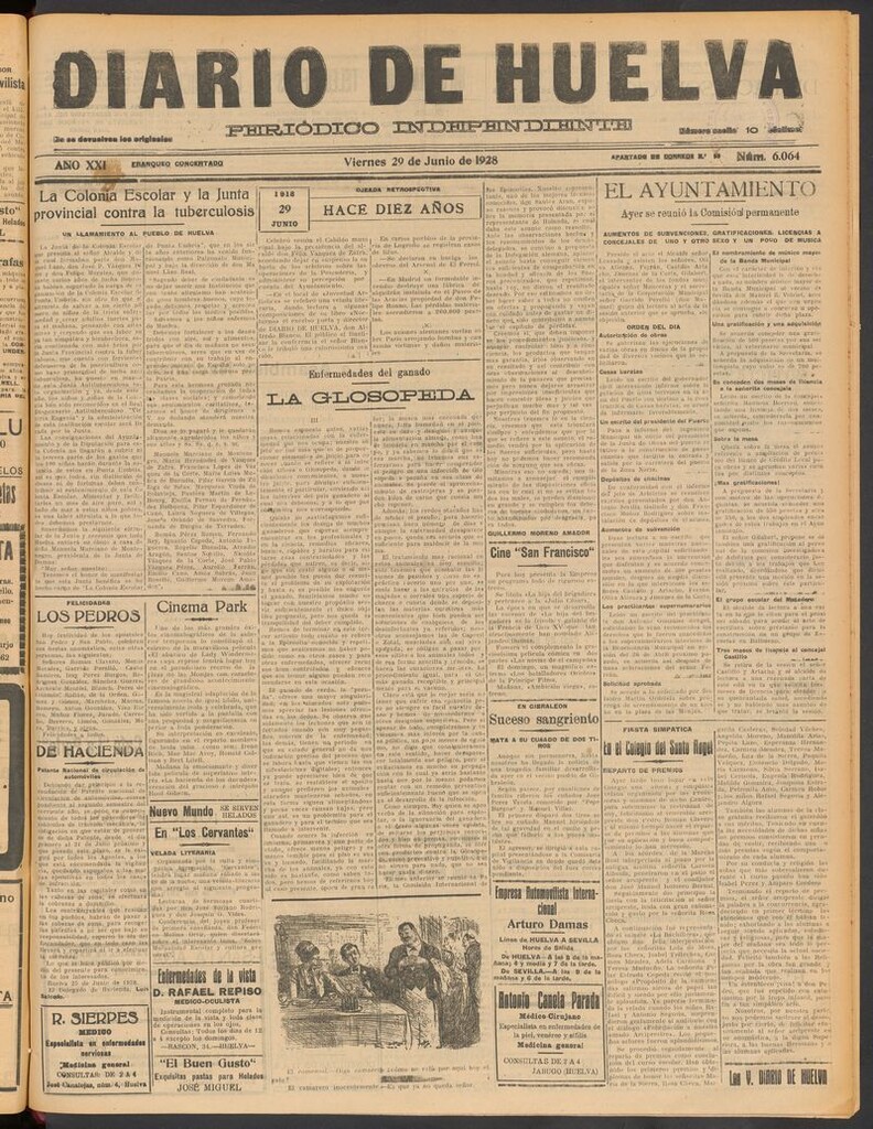 Miniatura de Diario de Huelva : periódico independiente del 29 de junio de 1928