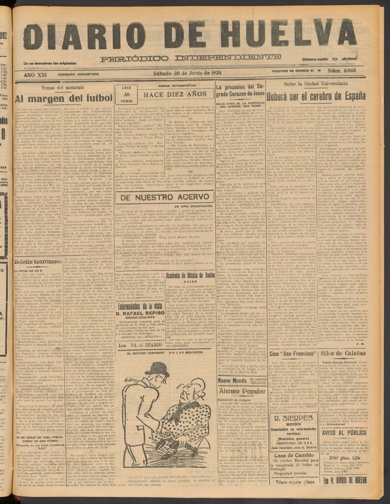 Miniatura de Diario de Huelva : periódico independiente del 30 de junio de 1928