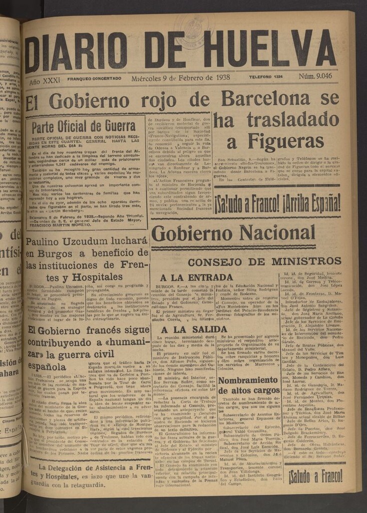 Miniatura de Diario de Huelva : periódico independiente del 9 de febrero de 1938